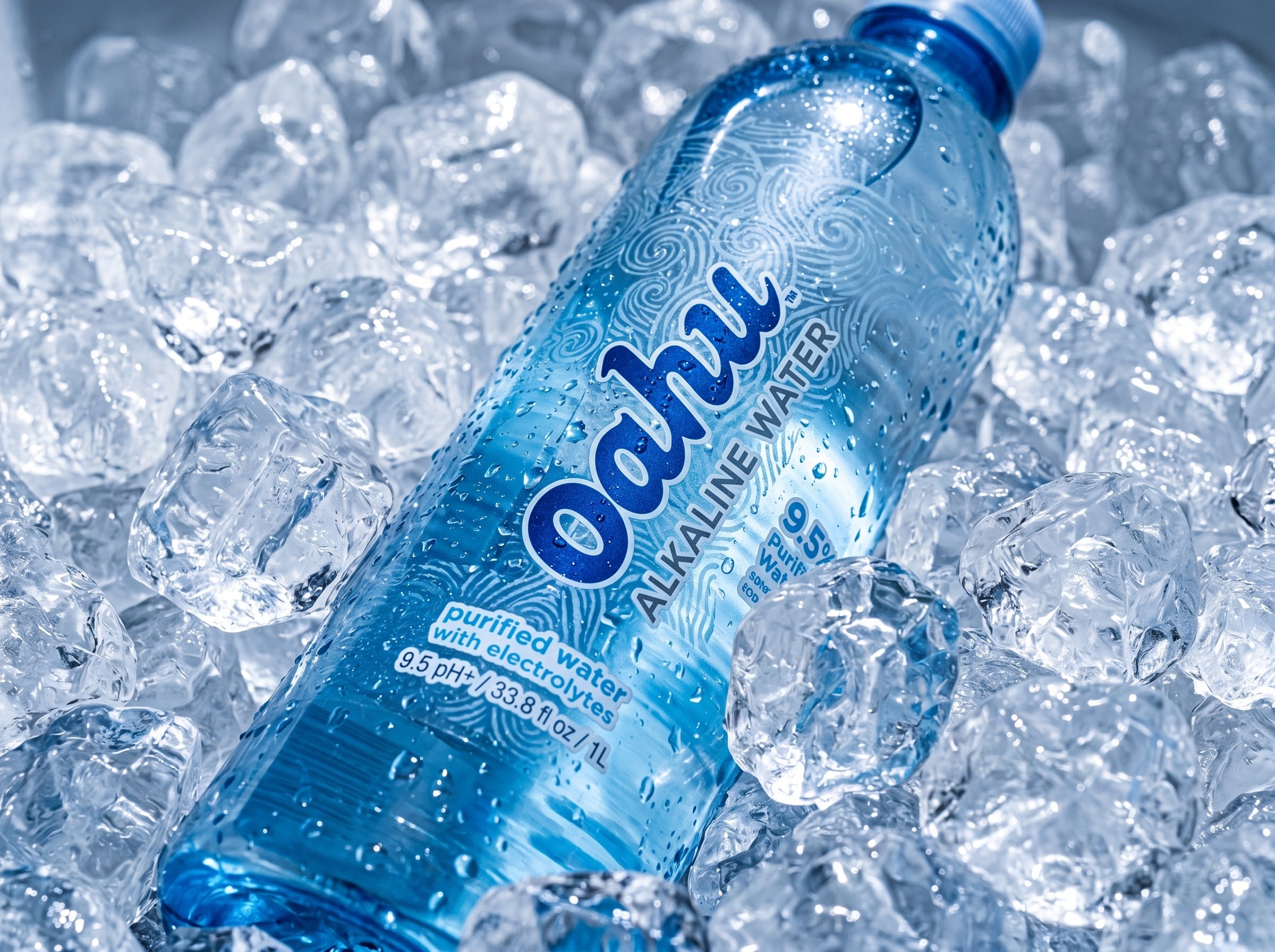 Oahu water bottles on ice