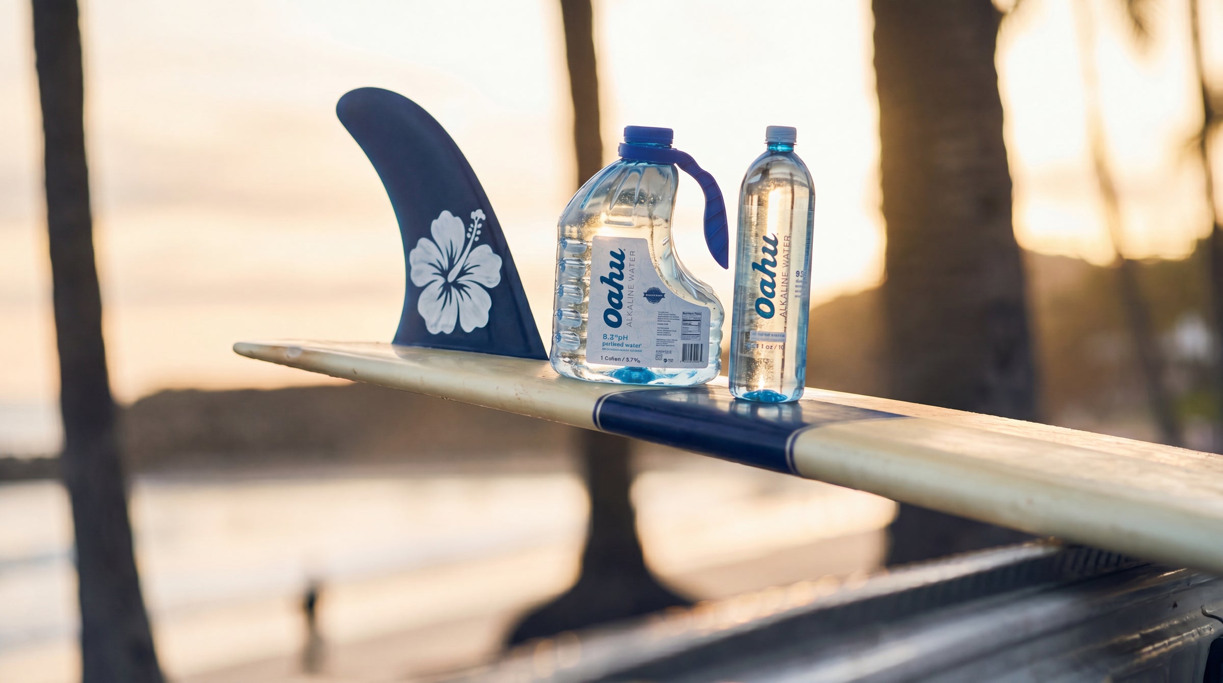 Oahu water bottles on ice